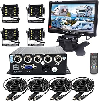 Dash Camera-Padarsey-Padarsey 4 Channel 720P SD AHD HD Mobile Vehicle Car Dvr MDVR Real-time Video Recorder Kit with 4 Waterproof Side Rear Back View Night Vision Car Cameras 7 inches VGA Car Monitor for Truck Bus RV Dash Camera-Padarsey-Padarsey 4 Channel 720P SD AHD HD Mobile Vehicle Car Dvr MDVR Real-time Video Recorder Kit with 4 Waterproof Side Rear Back View Night Vision Car Cameras 7 inches VGA Car Monitor for Truck Bus RV