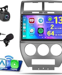 Dash Camera-Hikity-[2+64G] Hikity Android 13 Car Stereo for Jeep Compass Patriot 2007-2010 with Wireless Carplay Android Auto- 9 Inch Touchscreen Radio GPS WiFi Bluetooth FM RDS SWC MIC Backup Camera