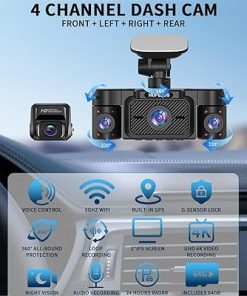 Dash Camera-HUPEJOS-Dash Cam Front and Rear Inside- 360° Dash Camera for Cars 4 Channel 4K/2K FHD Mini Dashcam 2