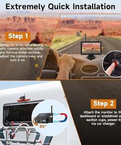 Dash Camera-Losuudy-Magnetic Solar Wireless Backup Camera with 5” HD Monitor- No Wiring 2
