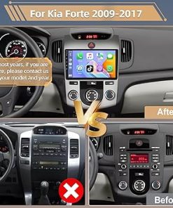 Dash Camera-podofo-Podofo [8+128G] 8 Core Car Stereo Radio for Kia Forte 2009-2017 9″ Touch Screen Bluetooth Audio with Wireless CarPlay Android Auto GPS Navigation Mirror Link WiFi FM AM RDS AHD Backup Camera MIC 2