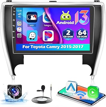 Dash Camera-Hikity-Car Stereo for Toyota Camry 2015 2016 2017 with Wireless Apple Carplay Android Auto- 2+64G Android 13 10.1 inch Touch Screen Radio with GPS WiFi BT SWC FM RDS Radio EQ Mirror Link+AHD Backup Camera Dash Camera-Hikity-Car Stereo for Toyota Camry 2015 2016 2017 with Wireless Apple Carplay Android Auto- 2+64G Android 13 10.1 inch Touch Screen Radio with GPS WiFi BT SWC FM RDS Radio EQ Mirror Link+AHD Backup Camera