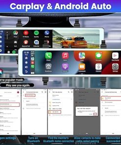 Dash Camera-NHOPEEW-NHOPEEW 11.26 inch Rear View Mirror Camera with Carplay and Android Auto – Mirror Dash Cam Front and Rear – FM Transmitter/Bluetooth/Split Screen/Voice Control/Loop Recording + 64GB TF Card 2