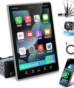 Dash Camera-EKAT-[2+64G] Android Single Din Carplay Radio – 9.5 Inch Movable Vertical Touch Screen Car Stereo with Wireless Android Auto- EQ