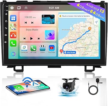 Dash Camera-Hikity-for Honda CRV 2007-2011 Android 13 Car Stereo Wireless Carplay- 8 Core 4+64GB 9 Inch IPS Touchscreen Android Auto Car Radio GPS Navigation WiFi Bluetooth Mirror Link Dash Camera-Hikity-for Honda CRV 2007-2011 Android 13 Car Stereo Wireless Carplay- 8 Core 4+64GB 9 Inch IPS Touchscreen Android Auto Car Radio GPS Navigation WiFi Bluetooth Mirror Link