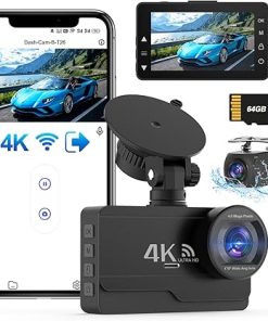 Dash Camera-TAREEFAN-Dash Cam Front and Rear 4K/2K+1080P- WiFi Dash cam Free 64GB Card