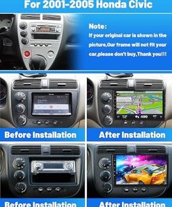 Dash Camera-Hikity-Hikity Android 13 Car Stereo for Honda Civic 2001-2005 with Wireless Carplay Android Auto- 9 Inch Touch Screen Car Radio with Bluetooth/GPS/WiFi/SWC/HiFi/FM/RDS AHD Backup Camera MIC 2