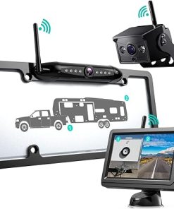 Dash Camera-Nuoenx-Backup Camera for RV- Split Screen 5 Inch HD Monitor W/Wireless License Plate Backup Camera & Wireless Rear View Camera