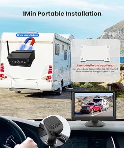 Dash Camera-AUTO-VOX-AUTO VOX Wireless Backup Camera Magnetic: 5″ Portable No Wiring 1 Min Install Trailer Hitch Camera- HD 1080P 2-Split Car Monitor & IR Night Vision Back Up Camera Systems for Truck 2