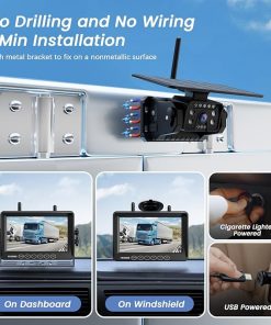 Dash Camera-FEISIKE-Wireless Backup Camera Solar- 7 Inch Magnetic RV Backup Camera Rechargeable Dual-Antenna IR Night Vision Rear View Camera 4 Channels 1080P HD Video Recording 150° Wide Angle Backup Camera for Truck 2