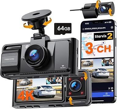 Dash Camera-YEECORE-Real 4K 3 Channel Dash Cam- STARVIS 2 Sersor Dash Camera-YEECORE-Real 4K 3 Channel Dash Cam- STARVIS 2 Sersor