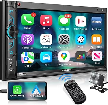 Dash Camera-ABSOSO-in-Dash Digital Media CarPlay Stereo – Double Din Android Auto Car Radio – 7 Inch HD Touchscreen Bluetooth Phone Link Backup Camera USB SD Aux-in AM FM Radio Wireless Remote Control 2 Dash Camera-ABSOSO-in-Dash Digital Media CarPlay Stereo - Double Din Android Auto Car Radio - 7 Inch HD Touchscreen Bluetooth Phone Link Backup Camera USB SD Aux-in AM FM Radio Wireless Remote Control - Image 2