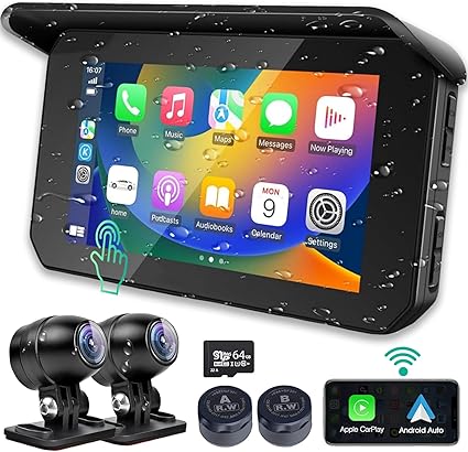 Dash Camera-YOVDA-Motorcycle Wireless Carplay- Motorcycle Camera with Front and Rear HD 1080P Motorcycle Navigation DVR Built-in Bluetooth 3 Dash Camera-YOVDA-Motorcycle Wireless Carplay- Motorcycle Camera with Front and Rear HD 1080P Motorcycle Navigation DVR Built-in Bluetooth - Image 3