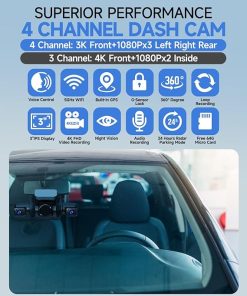 Dash Camera-HUPEJOS-Dash Cam 4 Channel Front and Rear Inside- 360° Car Camera 4K UHD 2