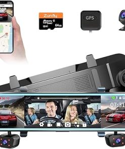 Dash Camera-Zunfly-4 Channel Mirror Dash Cam- Dash Cam Front and Rear