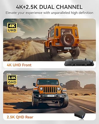 Dash Camera-WOLFBOX-WOLFBOX G900 Rear View Mirror Camera- Mirror Dash Cam 4K Front and 2.5K Rear 2 Dash Camera-WOLFBOX-WOLFBOX G900 Rear View Mirror Camera- Mirror Dash Cam 4K Front and 2.5K Rear - Image 2