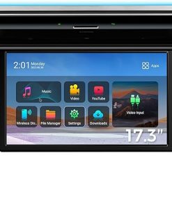 Dash Camera-XTRONS-XTRONS Android Car Overhead Player 17.3 Inch Wide IPS Screen 8K Video Car Roof Mount Monitor with Built-in Stereo Speakers Flip Down Overhead Car Monitor Support Bluetooth 5.0- WiFi