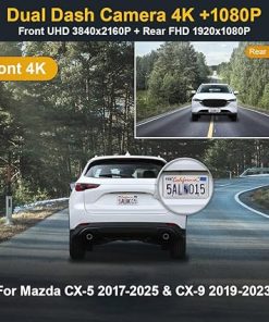 Dash Camera-FITCAMX-Fitcamx Front 4K+Rear 1080P Dash Cam for 2017-2025 Mazda CX-5 & CX-9 2017-2023 (Has Sunroof)- OEM Factory Look 2