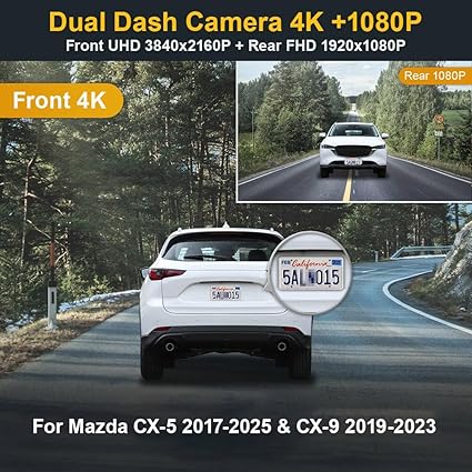 Dash Camera-FITCAMX-Fitcamx Front 4K+Rear 1080P Dash Cam for 2017-2025 Mazda CX-5 & CX-9 2017-2023 (Has Sunroof)- OEM Factory Look 2 Dash Camera-FITCAMX-Fitcamx Front 4K+Rear 1080P Dash Cam for 2017-2025 Mazda CX-5 & CX-9 2017-2023 (Has Sunroof)- OEM Factory Look - Image 2