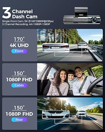 Dash Camera-LINGDU-LD08 5K 3 Channel Dash Cam with 128GB eMMC- ADAS 2 Dash Camera-LINGDU-LD08 5K 3 Channel Dash Cam with 128GB eMMC- ADAS - Image 2