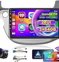 Dash Camera-Roinvou-Roinvou [2G+64G] Car Radio for Honda Fit 2008-2013 with Wireless Carplay/Android Auto- 10.1 Inch Android 13 IPS Touch Screen Car Stereo