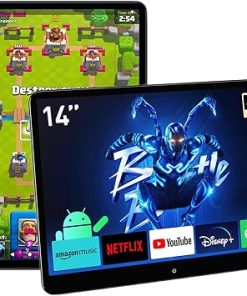 Dash Camera-XTRONS-XTRONS 14 Inch 4K Video Player – 4G+64G Android 11 Car TV Headrest Monitor Tablet for Back Seat with Wi-Fi and Bluetooth- 90° Rotatable IPS Touch Screen Support HDMI/Mirror Link/Gravity Sensing (2PCS)