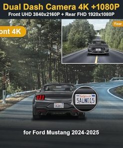 Dash Camera-FITCAMX-Fitcamx Front 2160P+Rear 1080P Dash Cam Adapts for Ford Mustang 2024 2025 Ecoboost GT Premium Dark Horse- OEM Look 2