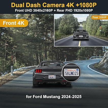 Dash Camera-FITCAMX-Fitcamx Front 2160P+Rear 1080P Dash Cam Adapts for Ford Mustang 2024 2025 Ecoboost GT Premium Dark Horse- OEM Look 2 Dash Camera-FITCAMX-Fitcamx Front 2160P+Rear 1080P Dash Cam Adapts for Ford Mustang 2024 2025 Ecoboost GT Premium Dark Horse- OEM Look - Image 2