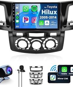 Dash Camera-METEESER-4+64G for Toyota Hilux 2005-2014 Wireless CarPlay Car Stereo Receiver- 9 Inch Android Auto IPS 1280 * 720 Touchscreen Headunit