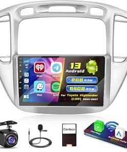 Dash Camera-Hikity-[2+64G] Hikity Android 13 Car Stereo for Toyota Highlander 2000-2007 with Wireless Carplay Android Auto Mirror Link- 9 Inch Touchscreen Radio GPS WiFi Bluetooth FM RDS MIC Backup Camera