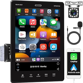 Dash Camera-podofo-Podofo Single Din Car Radio Support Carplay Android Auto 9.5 Inch Rotatable Touch Screen Car Stereo with Mirror Link Bluetooth FM Support TF/USB Rear View Camera Steering Wheel Controls Dash Camera-podofo-Podofo Single Din Car Radio Support Carplay Android Auto 9.5 Inch Rotatable Touch Screen Car Stereo with Mirror Link Bluetooth FM Support TF/USB Rear View Camera Steering Wheel Controls