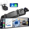 Dash Camera-KOUENOM-2.5K Mirror Dash Cam with Carplay&Android Auto-9.66″ Rear View Mirror Camera with Stretchable Cam for Cars&Trucks