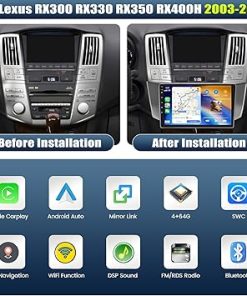 Dash Camera-AMprime-[4+64G]8-Core Android 13 Car Stereo for Lexus RX300 RX330 RX350 RX400H 2003-2009 with Apple Carplay&Android Auto-9 Inch Car Radio with Mirror Link Bluetooth FM/RDS WiFi GPS SWC Dual USB+Backup Camera 2