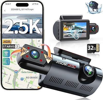 Dash Camera-Juscar-Smart 3 Channel WiFi Dash Cam with GPS- Voice Control 3 Dash Camera-Juscar-Smart 3 Channel WiFi Dash Cam with GPS- Voice Control - Image 3