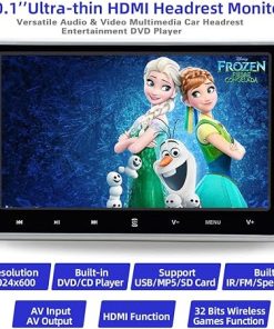 Dash Camera-Vk-10.1 Inch HD Digital Multimedia Monitor Super-thin Car Headrest Dvd Player With Ir headphone and HDMI Port and Remote Control USB And SD 2