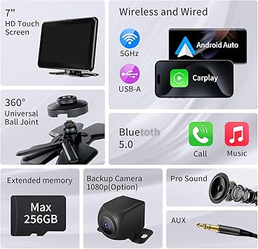 Dash Camera–7″ Touchscreen Car Play Display- Compatibility with Wireless Apple CarPlay Screen for Car 2 Dash Camera--7" Touchscreen Car Play Display- Compatibility with Wireless Apple CarPlay Screen for Car - Image 2