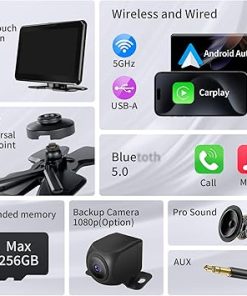 Dash Camera–7″ Touchscreen Car Play Display- Compatibility with Wireless Apple CarPlay Screen for Car 2