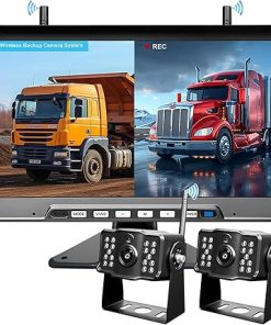 Dash Camera-ShineKee-Wireless Backup Camera for RV Trucks 2 Cameras: 10-Inch Easy Install Stable Signal 1080P IR Night Vision Loop Recording 4 Channel- IP69K Waterproof Rear Camera for Trailer Pickup Camper Furrion
