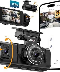 Dash Camera-IIWEY-iiwey N7 3 Channel Dash Cam Front and Rear Inside 3K+1080P+1080P with 128GB SD Card- 4K+1080P Dual Dash cam Front and Inside 5GHz WiFi