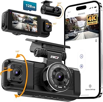 Dash Camera-IIWEY-iiwey N7 3 Channel Dash Cam Front and Rear Inside 3K+1080P+1080P with 128GB SD Card- 4K+1080P Dual Dash cam Front and Inside 5GHz WiFi Dash Camera-IIWEY-iiwey N7 3 Channel Dash Cam Front and Rear Inside 3K+1080P+1080P with 128GB SD Card- 4K+1080P Dual Dash cam Front and Inside 5GHz WiFi
