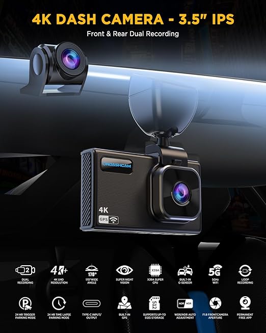 Dash Camera-ONDASHCAM-Dash Cam Front and Rear- 4K/2.5K Dual Dash Camera for Cars 2 Dash Camera-ONDASHCAM-Dash Cam Front and Rear- 4K/2.5K Dual Dash Camera for Cars - Image 2