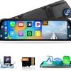 Dash Camera-Hikity-12” 4K Mirror Dash Cam Wireless Apple Carplay Android Auto- Hikity Front & Rear Mirror Camera with DVR Loop Recording