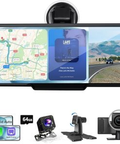 Dash Camera-Veralady-10.26″ Wireless Carplay Screen with 4K Dash Cam- Portable Android Auto Screen