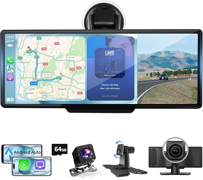 Dash Camera-Veralady-10.26″ Wireless Carplay Screen with 4K Dash Cam- Portable Android Auto Screen Dash Camera-Veralady-10.26" Wireless Carplay Screen with 4K Dash Cam- Portable Android Auto Screen