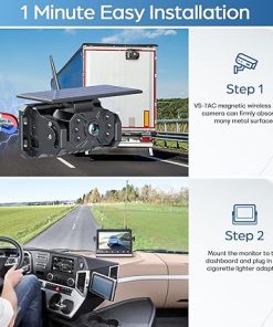 Dash Camera-VASTEND-Magnetic Solar Wireless Backup Camera No Installation VASTEND 1080P 7” RV Backup Camera with 10000mAh Rechargeable Battery for Box Truck Trailer Camper Car Caravan Rearview Reversing Camera (VS-7A) 2