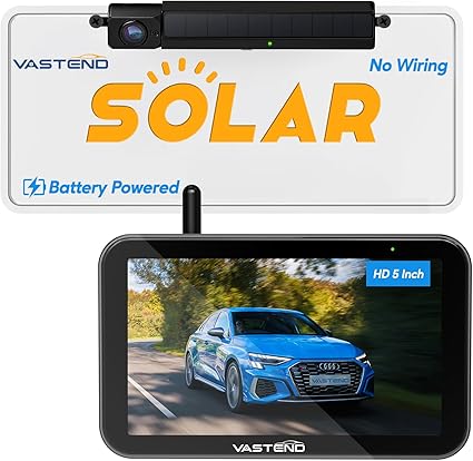 Dash Camera-VASTEND-Solar Wireless Backup Camera with 5″ Monitor VASTEND Battery Powered RV Camera System 3 Mins DIY Installation Rear View Camera HD 1080P Reverse Camera for Car Van SUV (VS-5A) 3 Dash Camera-VASTEND-Solar Wireless Backup Camera with 5" Monitor VASTEND Battery Powered RV Camera System 3 Mins DIY Installation Rear View Camera HD 1080P Reverse Camera for Car Van SUV (VS-5A) - Image 3