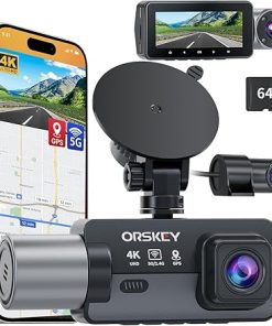 Dash Camera-ORSKEY-4K Dash Cam Front and Rear Inside 5G WiFi- 64GB Card