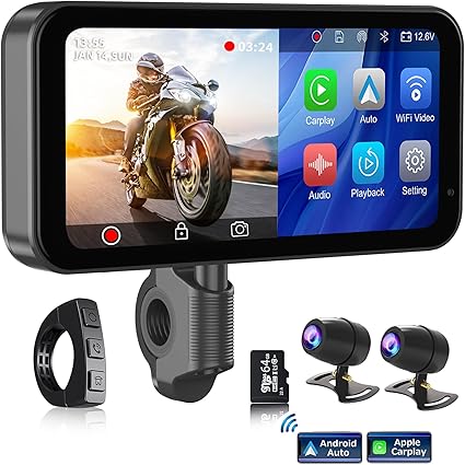 Dash Camera-PARKVISION-PARKVISION Portable Motorcycle DVR- 6.25″ Wireless CarPlay & Android Auto Touch Screen with 1080P HD Dash Cam Front and Rear 3 Dash Camera-PARKVISION-PARKVISION Portable Motorcycle DVR- 6.25" Wireless CarPlay & Android Auto Touch Screen with 1080P HD Dash Cam Front and Rear - Image 3