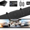 Dash Camera-WOLFBOX-WOLFBOX G890 12” 3 Channel Rear View Mirror Camera- 2K Triple Mirror Dash Cam
