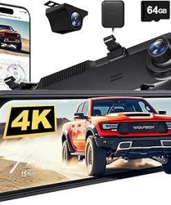 Dash Camera-WOLFBOX-WOLFBOX G850 PRO 4K Mirror Dash Cam with ADAS and BSD- Smart Rear View Mirror with 5.8GHz WiFi